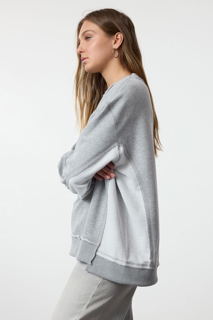 Women's Fashionable Stylish Sweatshirt Navy Blue Thick Fleece Inside Oversize Wide Fit Knitted Sweatshirt