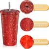 500ml Diamant Thermos Flaschen Strohhalm Becher mit Deckel Strass Edelstahl Doppel Schicht Thermos Tassen Glitter Becher Wasserflasche
