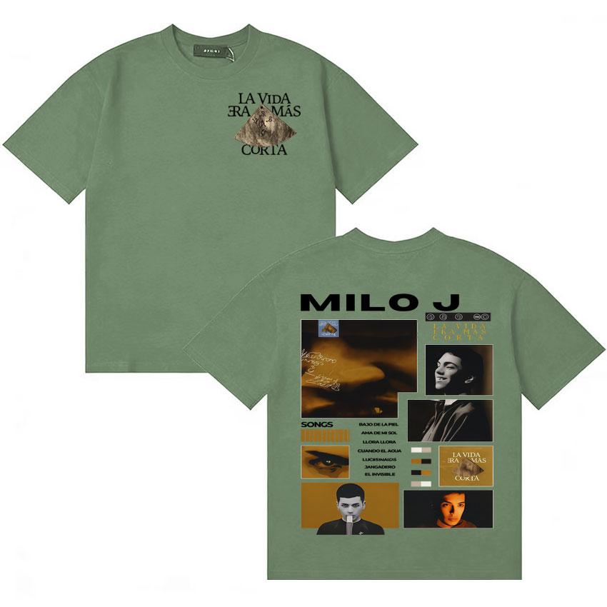 

Rapper Milo J La Vida Era Mas Corta ONeck T Shirts Unisexs Women Double Sided Print L Tshirt Cotton Vintage Short Slevee Tshirts 4XL