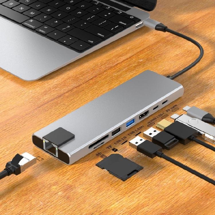 Professional USB C Dock 8 Port Expansion  HDTV USB3.0 USB2.0 PD100W Ri45 Docking Station for PC Laptop Accessories
