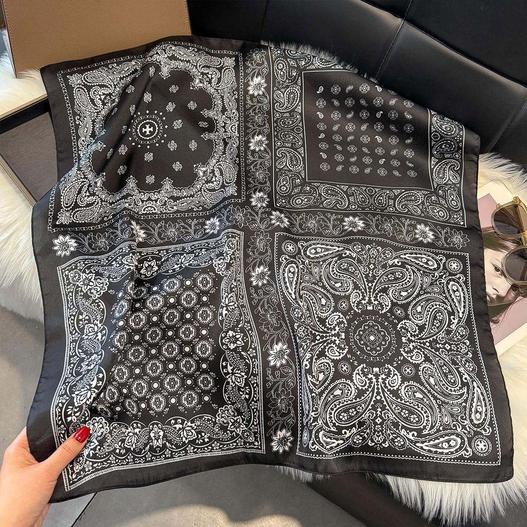 Eșarfă Pătrată din Mătase Paisley NOUĂ Femei Șal Satinat Wrap Hijab Bandă de Păr de Mână de Lux Batic de Cap 70*70cm Eșarfă Bandană
