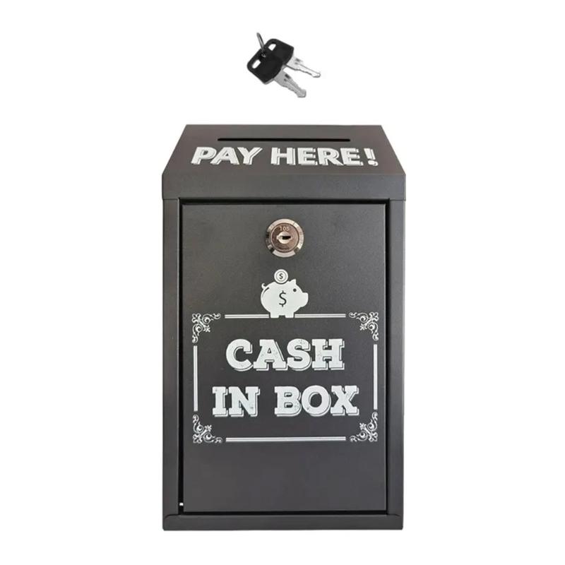 

Galvanized Steel Security Box With Locks and Key Portable Organizers for Valuables Documents чёрный