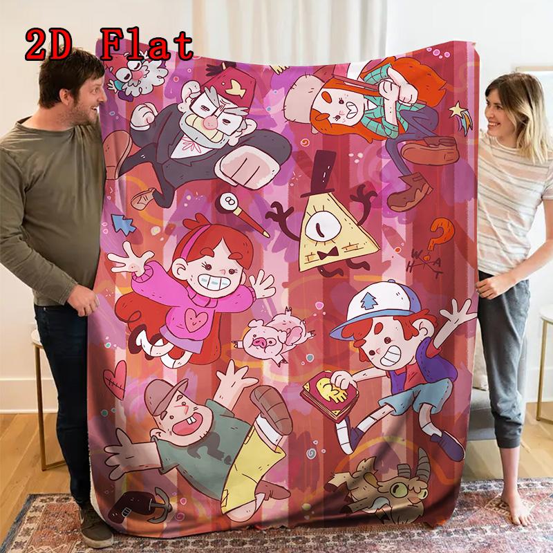 Gravity Falls Cartoon 2D Flat Pattern Flannel Blanket High Quality All Seasons Warmth and Comfort Perfect for Christmas Gifts.P260914583