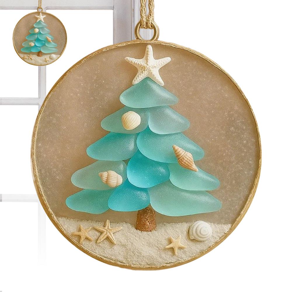 Christmas Tree Ornaments Acrylic Christmas Coastal Decoration Beach Themed Pendant For Window Wall Living Room Holiday Home