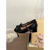 Gentle School Girl! Temperament Splicing Bow Mary Jane Shoes Women's Autumn Versatile Thick Heel Single Shoes