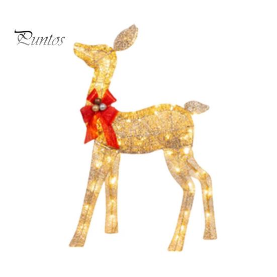 Prismatic Reindeer Figures for Christmas Acrylic Light, 2D Glowing Ornament with LED String Light-up Holiday Decorations Home Garden, Festive