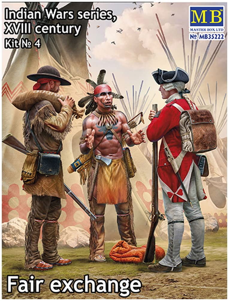 Master Box Indická válka 3 Obchod s kožešinami Britští domorodí lovci 18. století Plastový model MB35222 1/35 Vojáci, Američané, č. 4