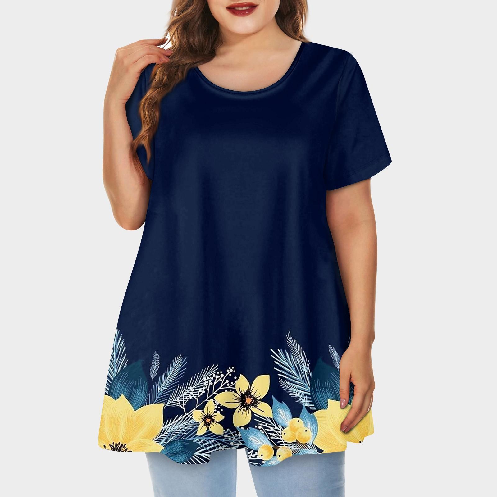 

Женская свободная футболка трапециевидной формы с коротким рукавом и круглым вырезом с большим верхом и принтом