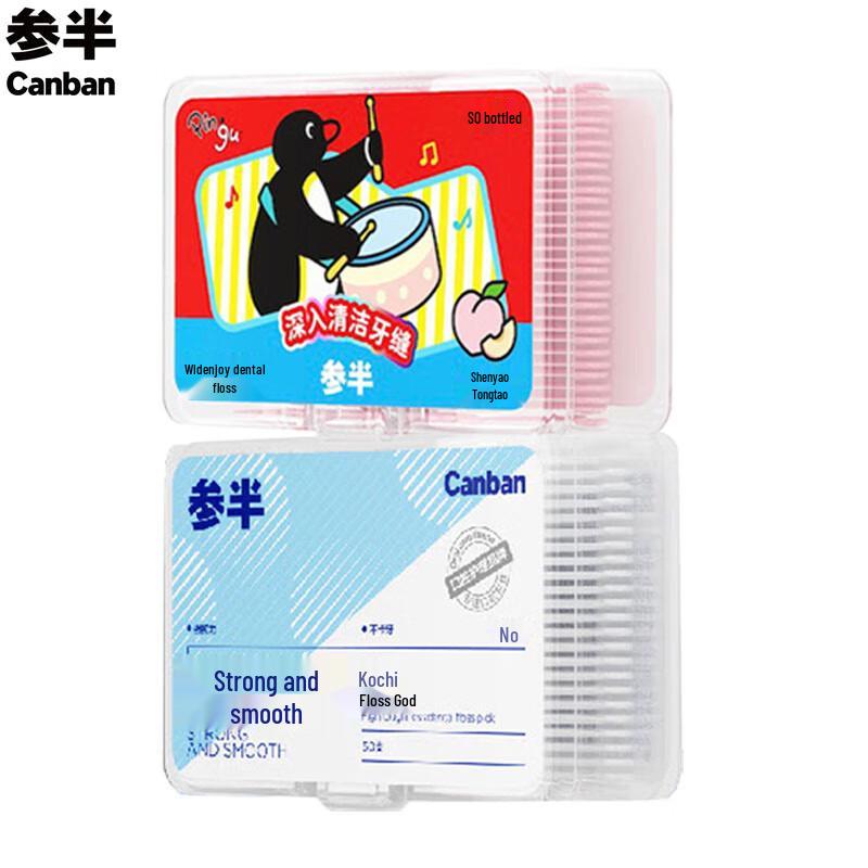 

Canban Dental Floss Sticks Blue & Pingu Peach Combo Pack