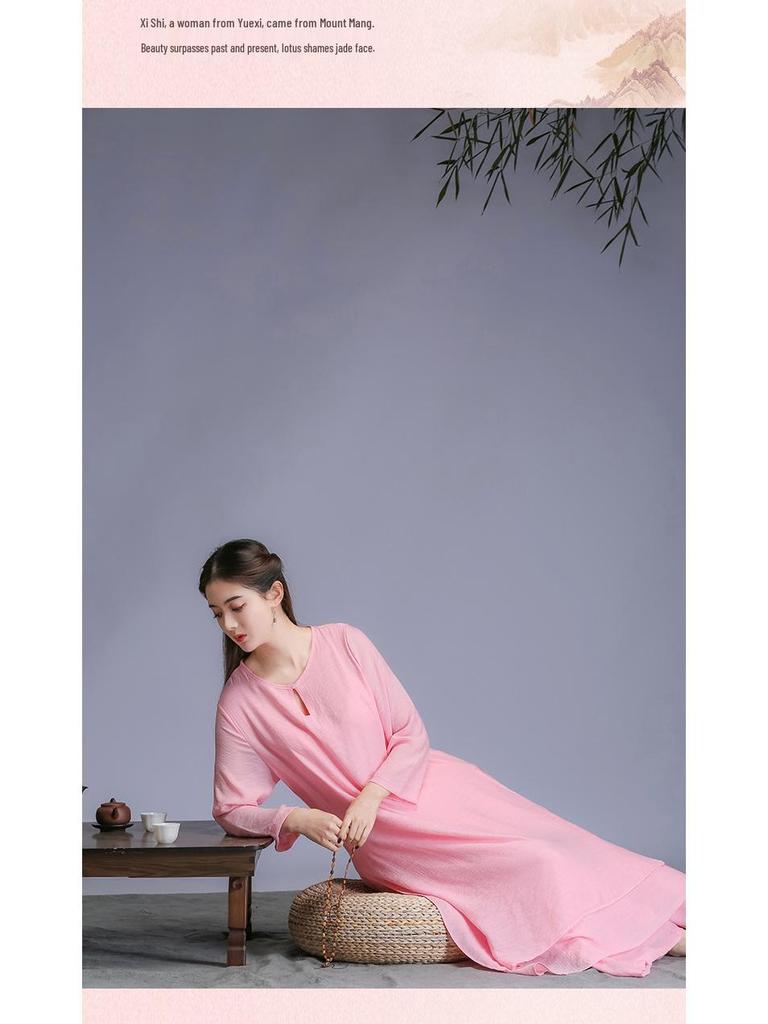Spring/Summer Fairy Zen Suit: Women's Chinese-Style Cotton Linen Tai Chi & Dance Set