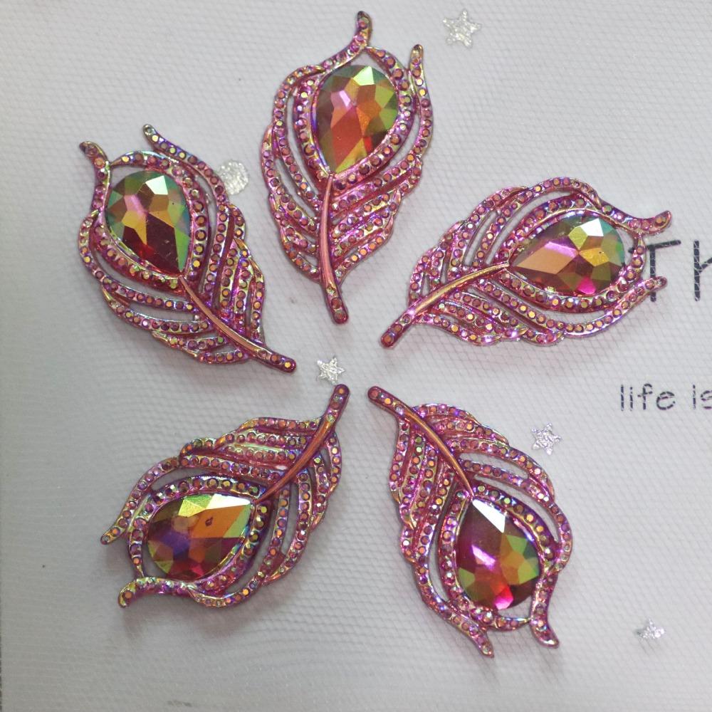 20PCS DIY Crafts 3D Peacock Feathers Solid Color Hand Sewing Gem New Flat Back Rhinestone  Scrapbook
