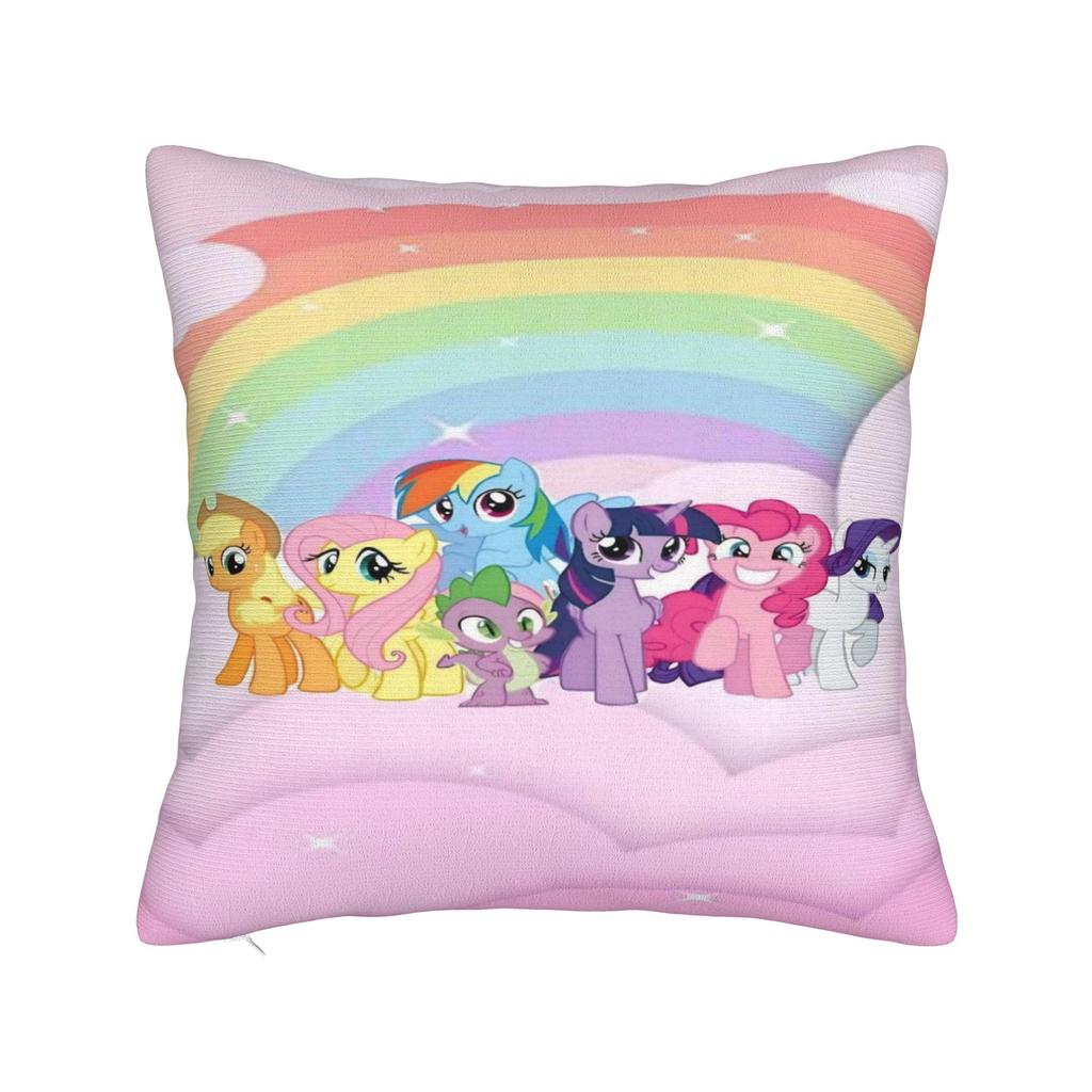 Cute M-My Cartoon P-Pony L-Little Pillow Cover Rainbow Novelty Pillow Case For Sofa Home Decor Soft Pillowcases Gift
