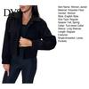 Big Pocket Jacket Fall Winter Women Turn-down Collar English Style Chest Pockets Windproof Lightweight Outwear Single-breasted Solid Color Button