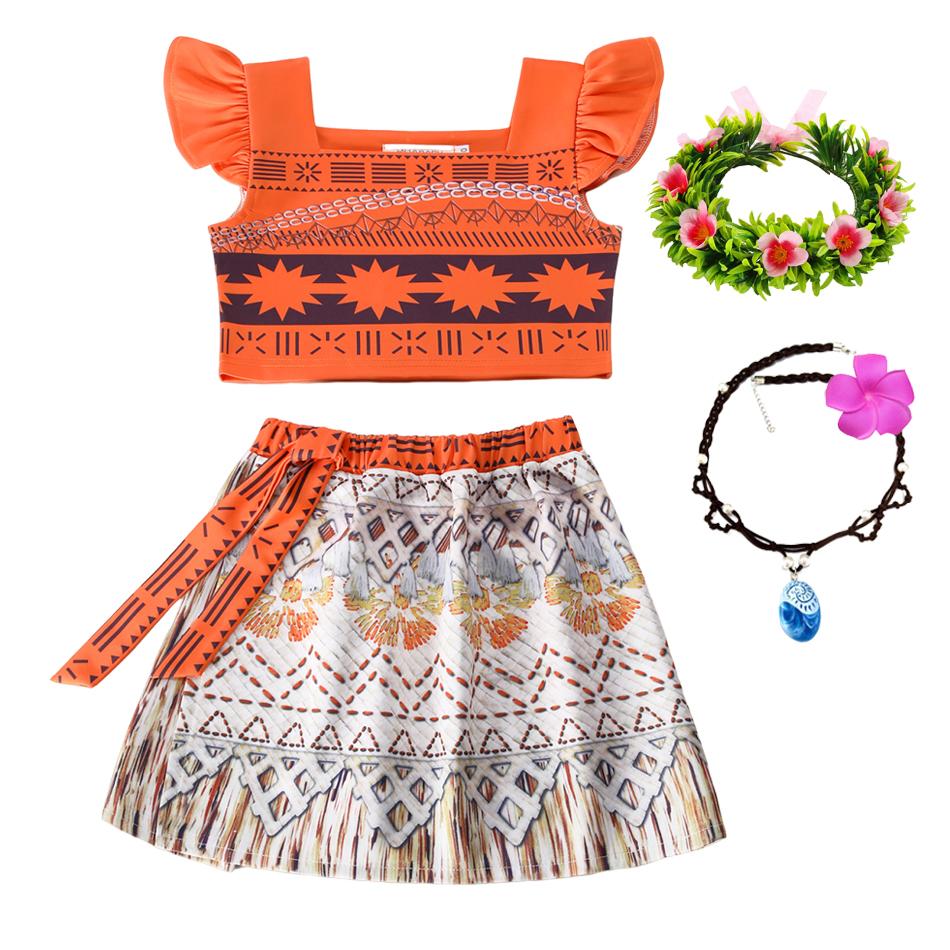 Nuovo Film Oceania 2 Vestito da Bambina Costume per Festa di Halloween Abito Elegante da Principessa Bambini Outfit Vaiana Vestito