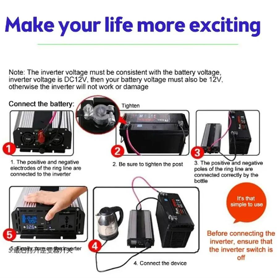 Gorąca Sprzedaż Inwerter Czystej Fali Sinusoidalnej DC 12V/24V Na AC 220V 1000W Przenośny Konwerter Power Bank Inwerter Solarny