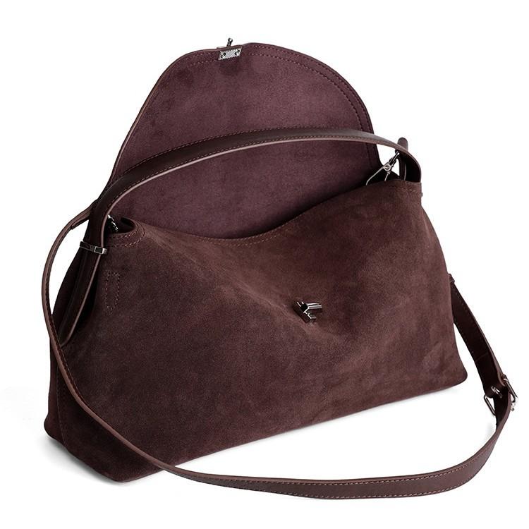 Nischen Design Winter Neu Große Kapazität Pendler Retro Vielseitig Wildleder Leder Einzelne Schulter Echtes Leder Handtasche Umhängetasche