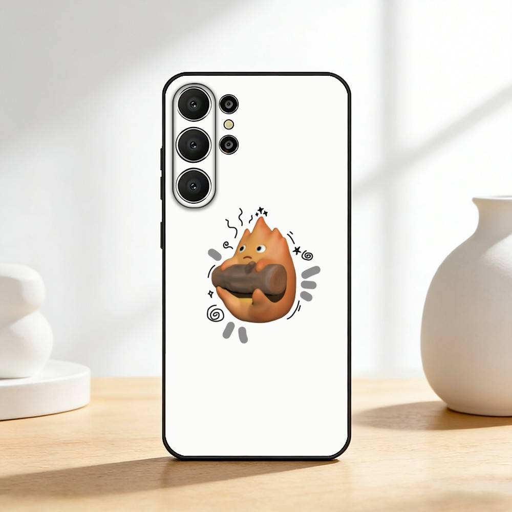 Anime Niedliche C-Calcifer-ES Handyhülle Für Samsung S26,S25,24,23,22,30,21,10,9,Ultra,Plus,Lite,FE Weiche Schwarze Hülle