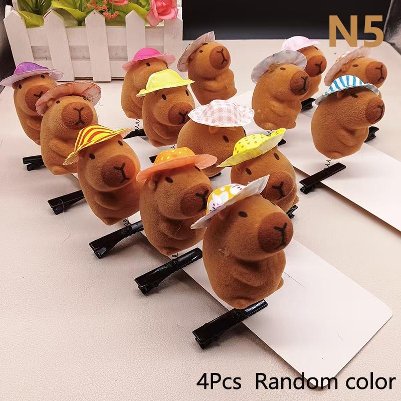 

4 шт., мультяшная детская 3D-заколка для волос Capibala, плюшевая заколка для волос, сделай сам, бант, солнцезащитные очки, роза, шляпа, Capybara, зажим для утконоса, аксессуары