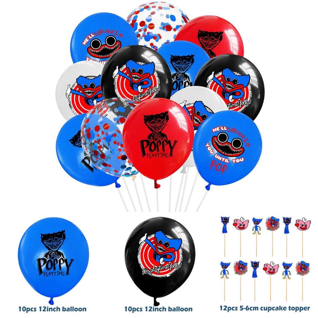 Decorațiuni Premium Set de Baloane și Toppere pentru Tort Petrecere de Ziua de Naștere Poppy Playtime Huggy Wuggy