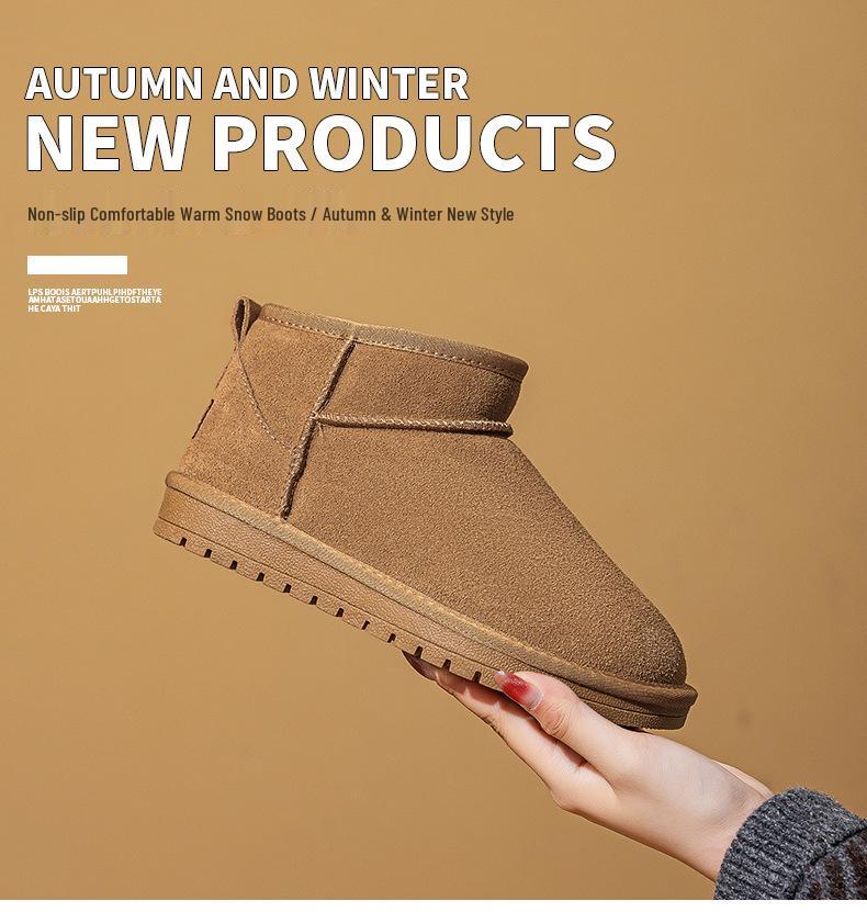 Women's 2025 Winter Rain and Snow Boots - Leather, Fur-Integrated, Warm, Non-Slip, Genuine Leather Short Boots