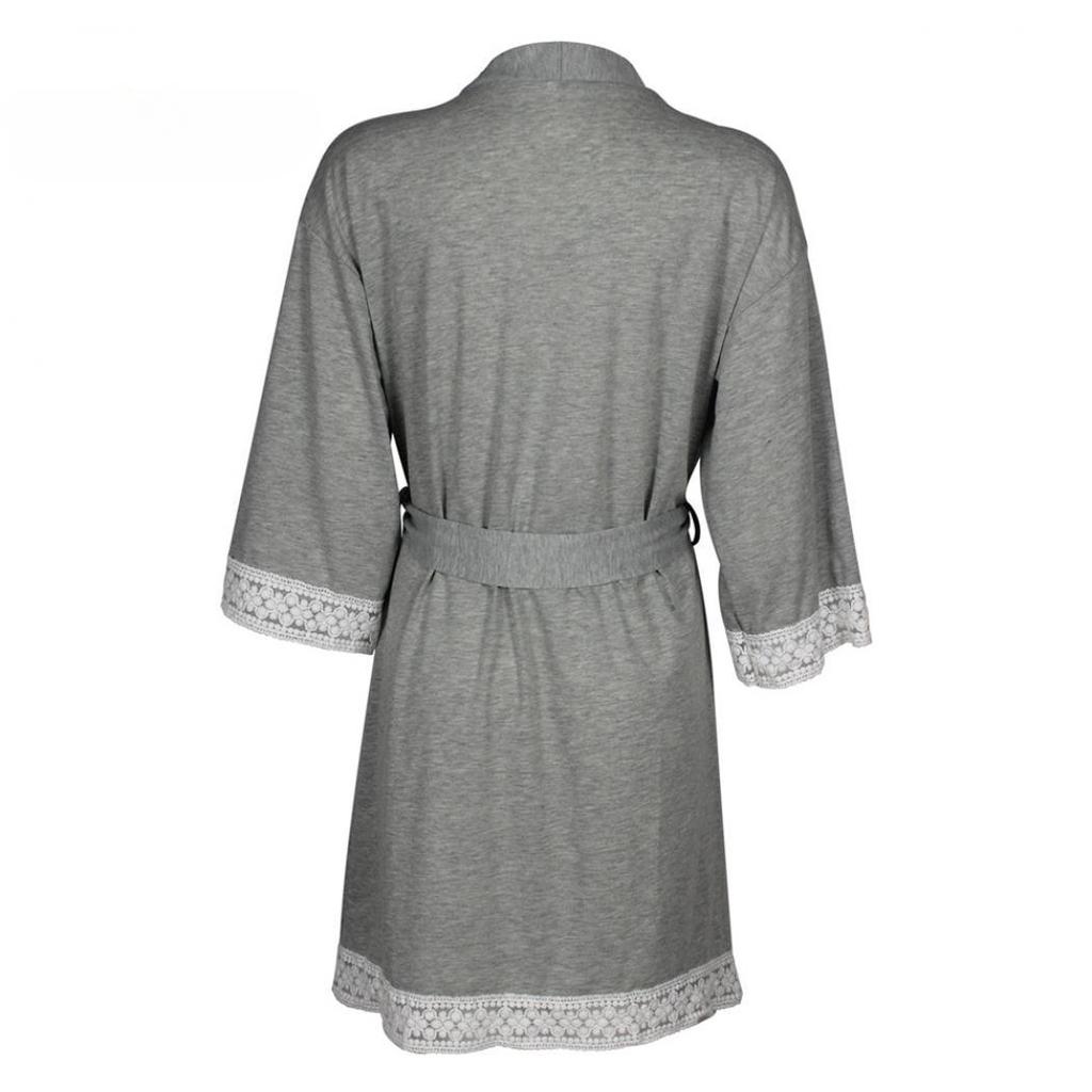 Women's Bathrobe Gown Maternity Nursing Nightdress Robe Kimono Pyjamas Cardigan Sleep Dress