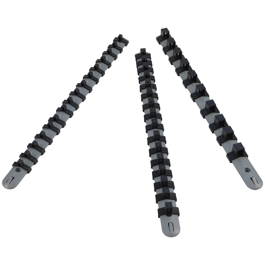 3pcs Socket Rail Holder Brand New Gray+Black Hand Tools High Quality Plastic Designed For Storing Loose Sockets