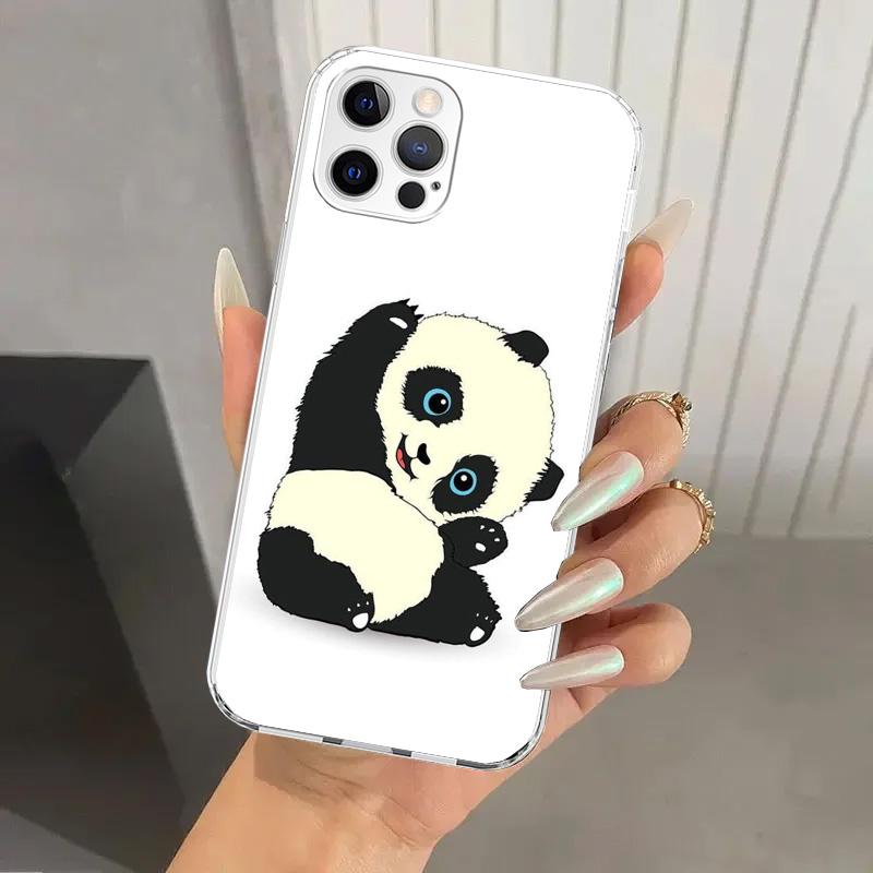 Cartoon Cute Panda Bear Phone Case for Iphone 17 Air 16 15 Plus 14 13 Mini 12 11 Pro Max 16E 7 8 SE 2020 Soft Funda Print Shell