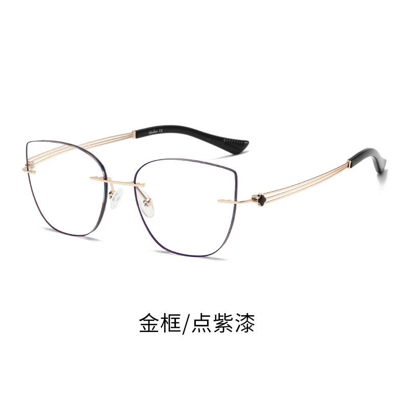 Cross Mirror Women S Anti-Blue High Definition Four-Leaf Clover Reading Glasses Diamond Trimmed Cat Eye Rimless Reading Glasses old 100 degrees