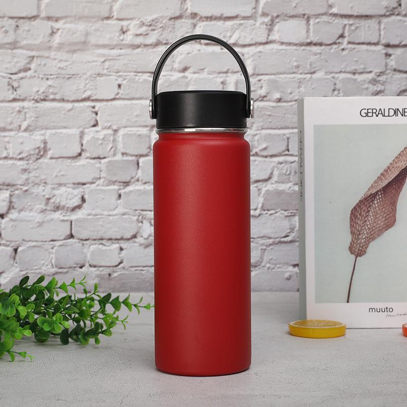 18oz Stainless Steel Space Kettle Handle Lid Thermos Bottle Outdoor Sports Kettle Double-layer Vacuum Bottle Thermos Cup