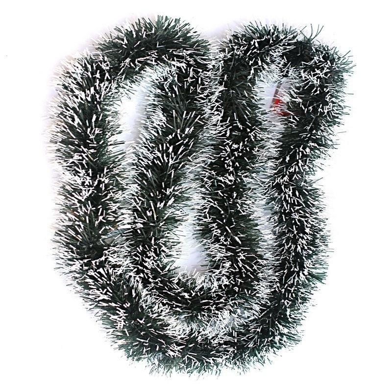Weihnachtliche dunkelgrüne weiße Bandgirlande zum Aufhängen, Schnurdekoration