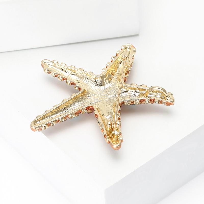 Crystals Starfish Brooch Pin For Women Versatile Fashion Jewelry Gift Party Everyday Wear