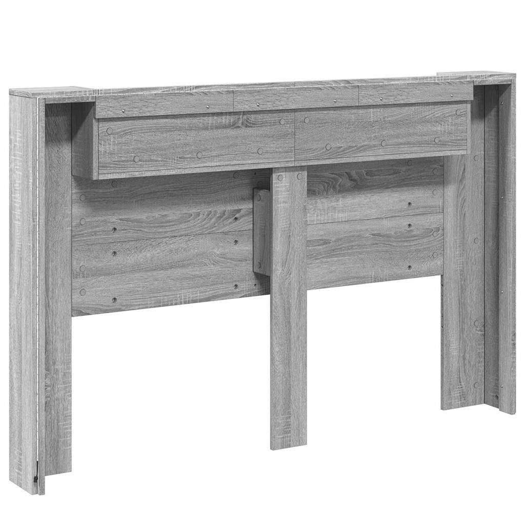 Headboard Cabinet with LED Lighting Grey Sonoma 160 x 16.5 x 103.5 cm