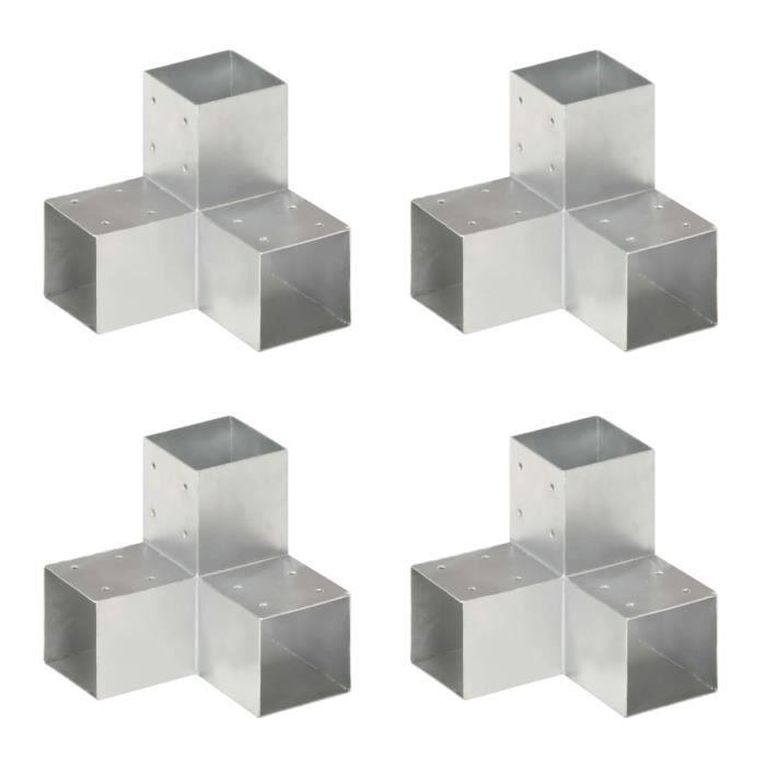 VidaXL Connecteurs de poteau 4 pcs Forme en Y Métal galvanisé 91x91 mm