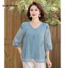 Stylish Faux Two-Piece Summer T-Shirt Set for Middle-Aged Women