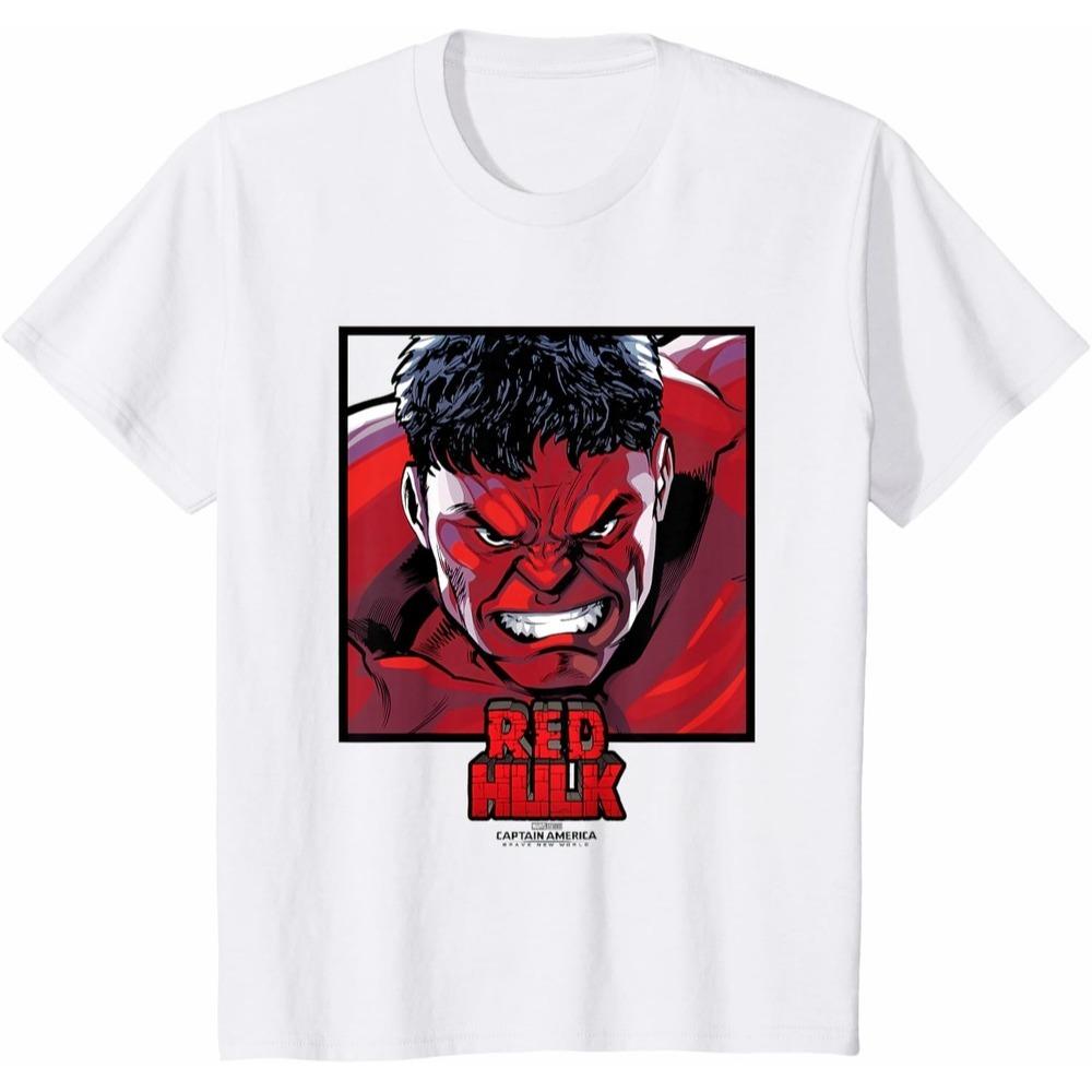 Red Hulk Marvel TShirt Unisex Short Sleeve Comic Style Heavyweight Cotton Loose Fit Crew Neck Workout Top for Gym Fans
