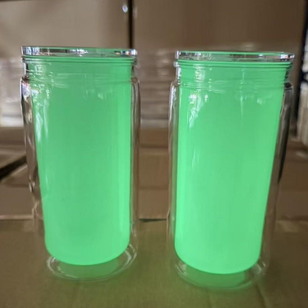 Fluoreszierender Klarplastikbecher 16oz Fassungsvermögen Leuchtende Kaffeetasse Nachtleuchtende Tasse Aktivitäten