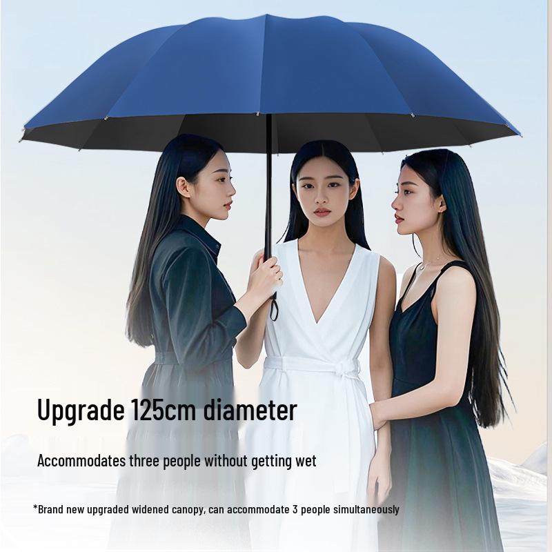 Durable 12-Rib XL Folding Umbrella for Men & Women - UV Protection, Sunshade & Rain Shield