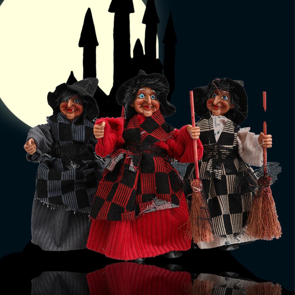 Halloweenská panenka koště čarodějnice obrázek čarodějnice kreativní halloweenská dekorace hororový obrázek čarodějnice dekorace halloweenská čarodějnice