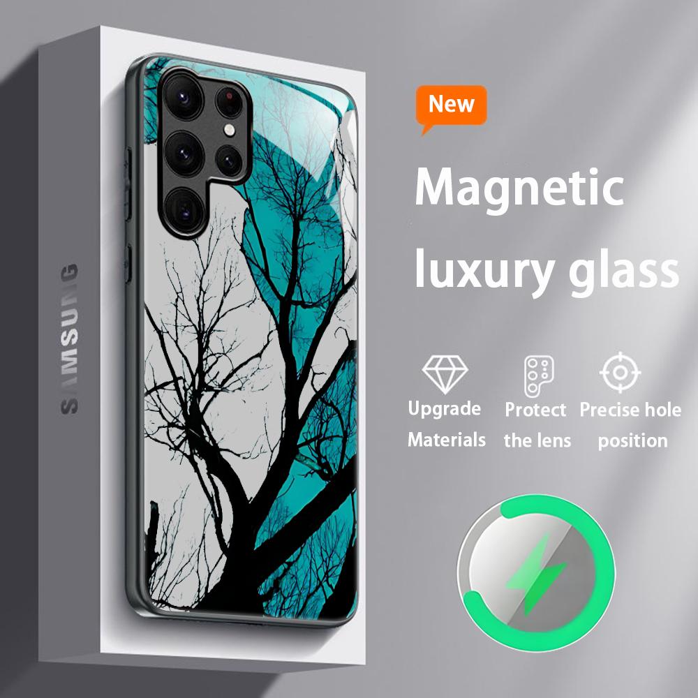 Tree design Beautiful Hot Phone Case For Samsung S26 S25 S24 S23 S22 S21 S20 Plus Ultra Glass Magnetic Case