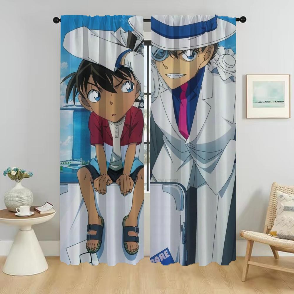 Kaitou Kiddo Curtains for Living Room Curtain Blackout Curtains 2 Pieces Partition Tulle for Bedroom Shades Kitchen Elegant Home