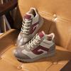 Retro Leder Schuhe Damen Herbst und Winter neu High-Top Samt vielseitige Freizeitschuhe flache Damenschuhe