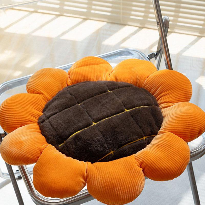 

45X45Cm Sunflower Flower Cushion Cartoon Contains Filler Soft Sofa Hugging Pillow Velvet Autumn And Winter Warm Chair Cushion 45x5cm