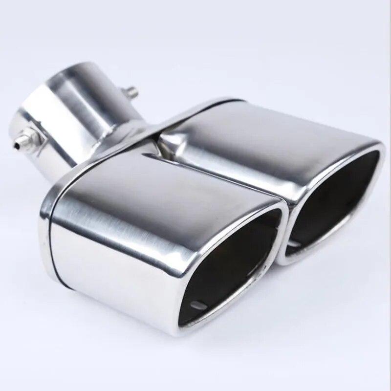 

Car Auto Round Exhaust Muffler Tip Stainless Steel Exhause 1 to 2 Dual Pipe Chrome Trim Modified Car Rear Tail Throat Liner