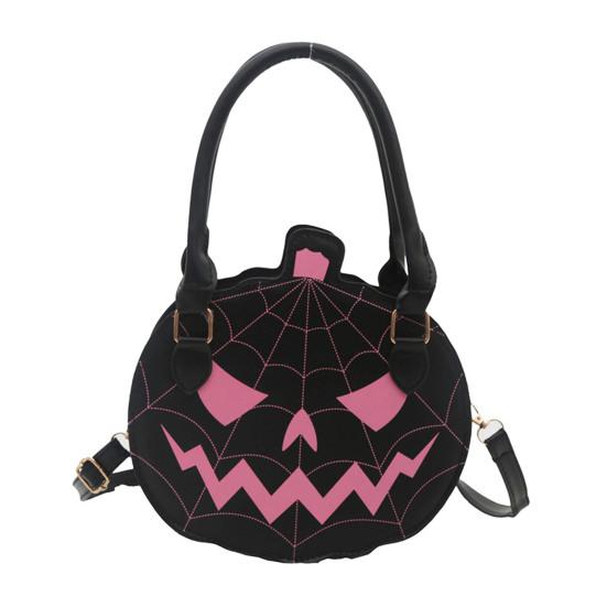 Artificial Leather Handbag Halloween Pumpkin Purse, Women Novelty Crossbody Bag, Spooky Purse for Trick or Treat, Fall Parties Holiday
