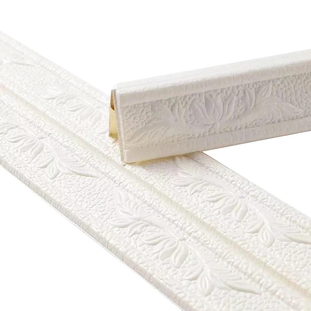 

1PC 230x8cm 3D Foam Wall Edge Strip Stickers Self Adhesive Baseboard Wallpaper Border Wall Sticker Bedroom Home Wall Decorations бежевий