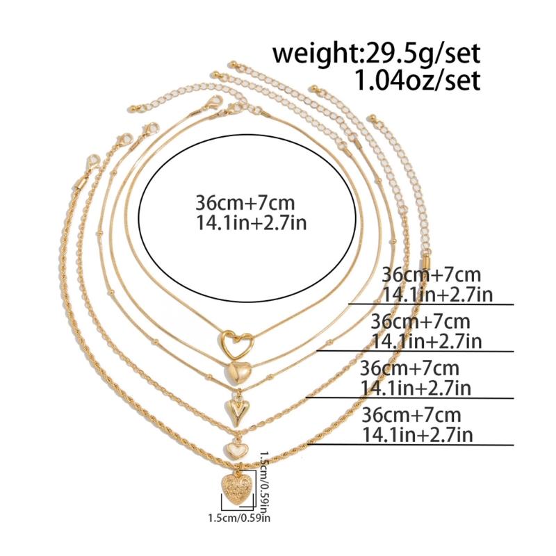 Stylish Stackable Heart Pendant Necklace Set Multilayer Clavicle Chain Gold Jewelry For Casual Or Formal Outfits