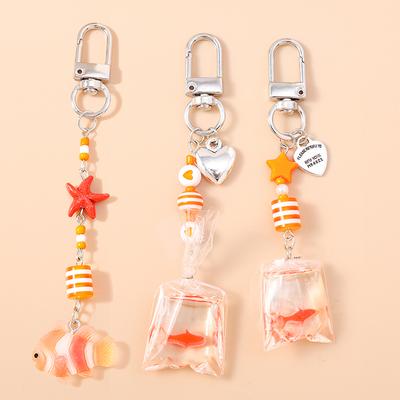 Cute Simulation Water Bag of Goldfish Keychain Women Girls Key Ring Pendants for Handbag Decor DIY Kid's Jewelry Gifts