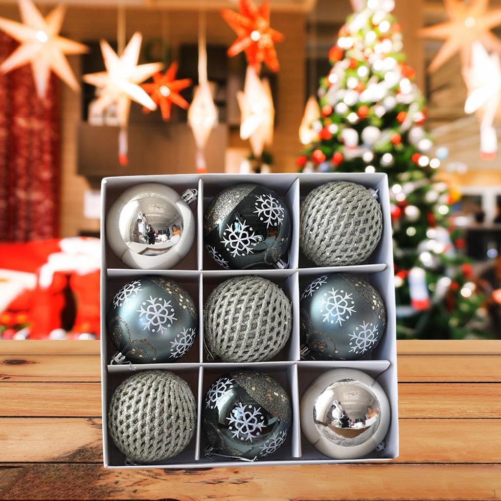 9 Count Christmas Ball Ornaments, 3.15 Inch Xmas Balls for Holiday Celebrations