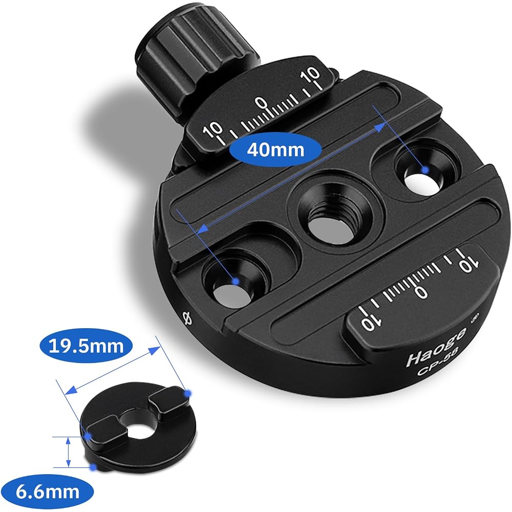 Haoge Combo Boss Adapter with CP-58 58 mm Arca-Swiss Compatible Quick Release Clamp for Manfrotto Tripod Ball Head Clamp Replacement