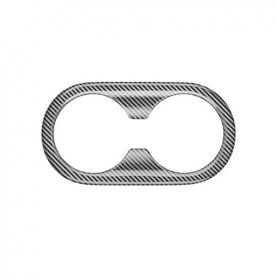Carbon Fiber Style Rear Water Cup Panel Frame Trim 1x For Hyundai Kona 2024-2025
